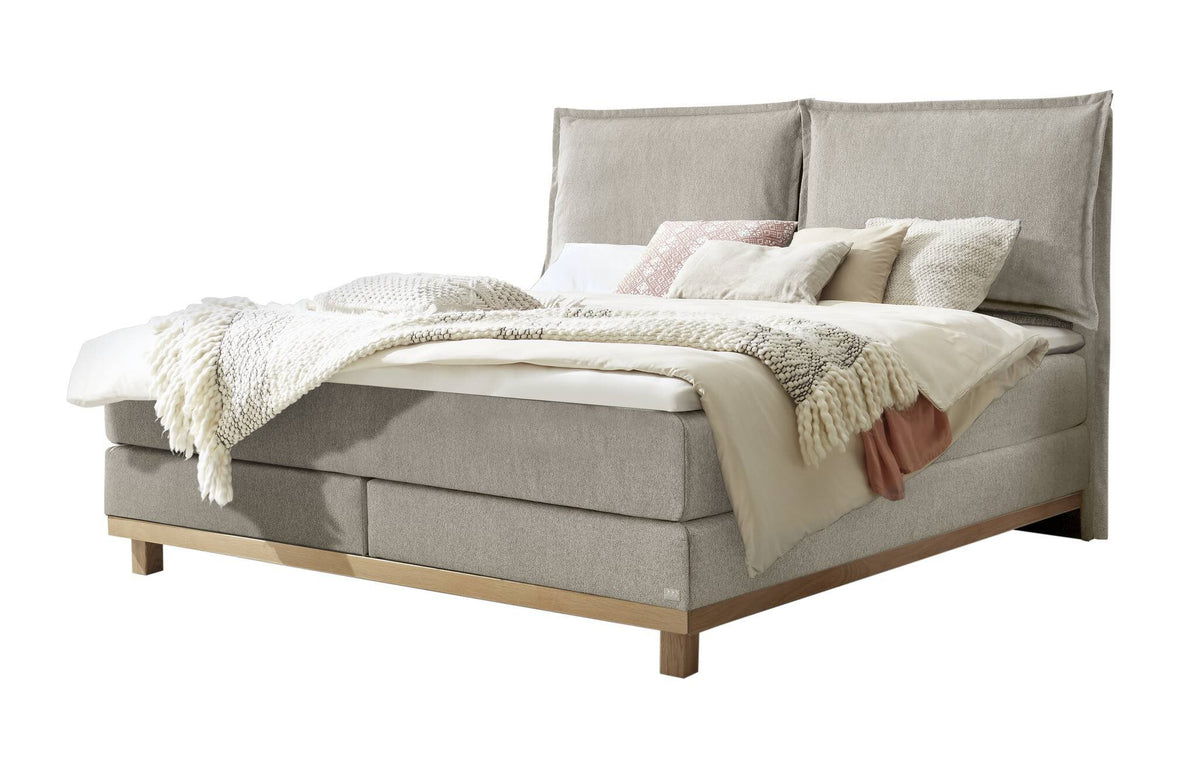 Hasena Zamora Boxspringbett – 140 x 200 cm, Glamour-Top, Pace light grey
