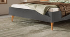Hasena Elisa Polsterbett – 160 x 200 cm, Fusshöhe 25 cm, Wildeiche natur, geölt, Pace light grey