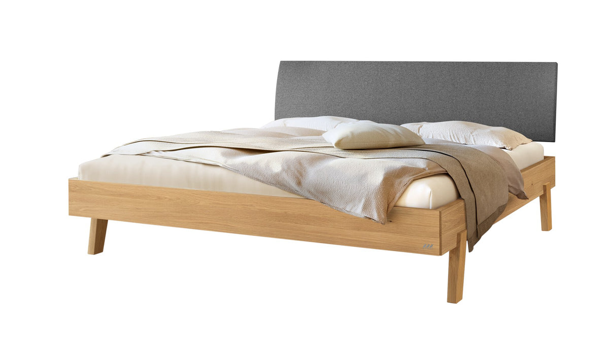 Hasena Lorenzo Bettgestell – 90 x 200 cm, Fusshöhe 20 cm, Eiche bright, geölt, Pace grey