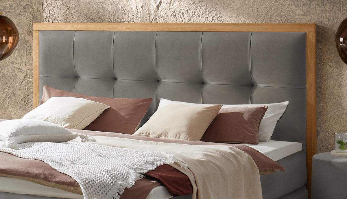 Hasena Marisol Boxspringbett – 140 x 200 cm, Elegance-Top, Monet steel
