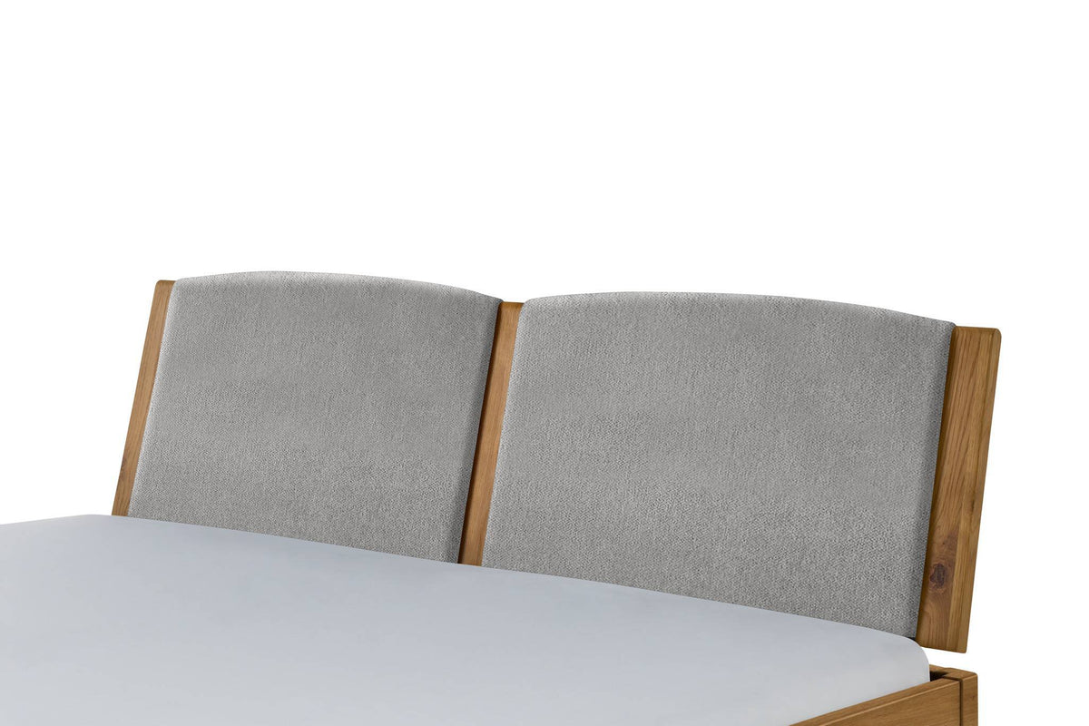 Hasena Comfy Polsterkopfteil – 140 cm, Wildeiche natur, geölt, 840-Pace light grey
