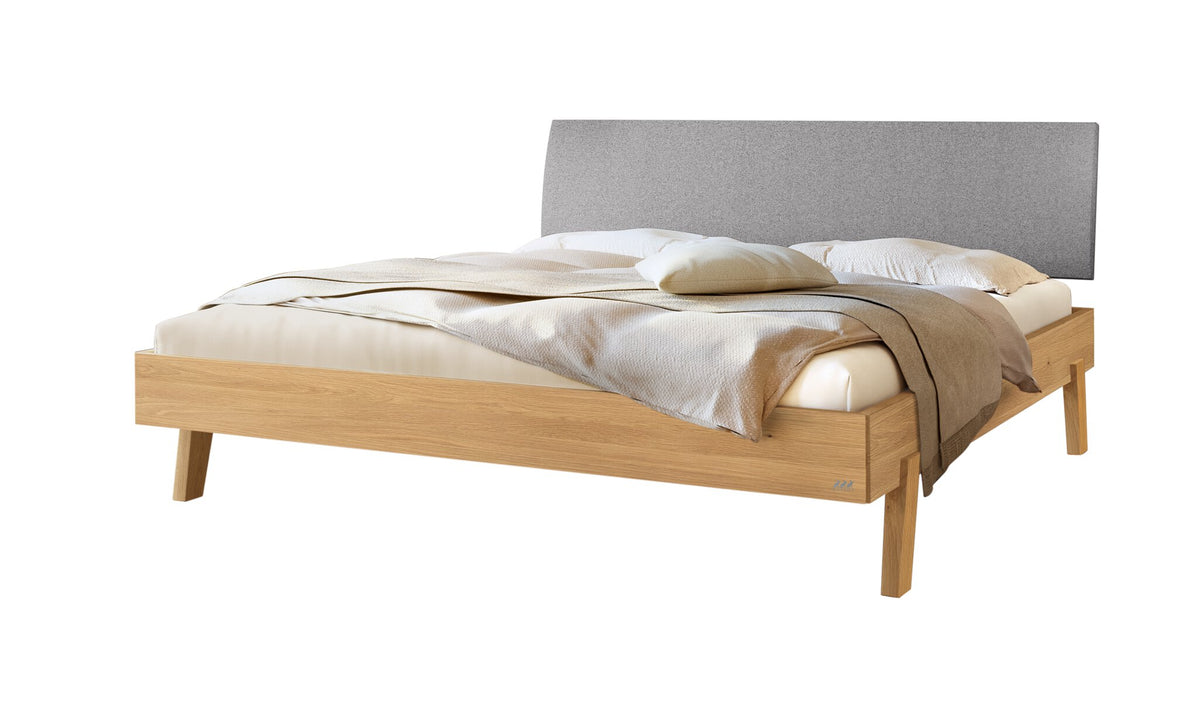 Hasena Lorenzo Bettgestell – 90 x 200 cm, Fusshöhe 20 cm, Eiche bright, geölt, Pace light grey
