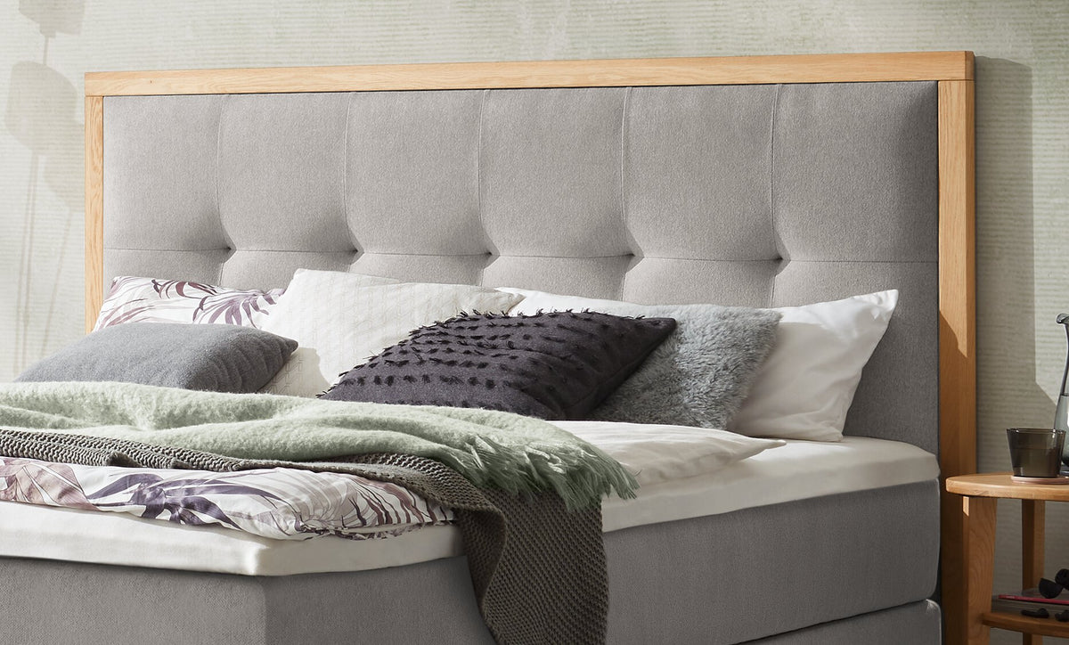 Hasena Cecilia Boxspringbett – 140 x 200 cm, Elegance-Top, Pace grey