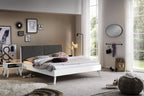 Hasena Simone Bett mit Polsterkopfteil – 140 x 200 cm, Fusshöhe 25 cm, MDF weiss deckend, lackiert, Pace light grey