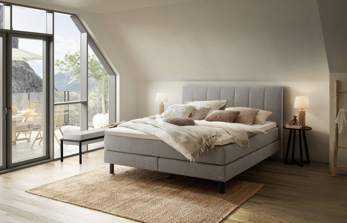 Hasena Donna Boxspringbett – 140 x 200 cm, Lovely-Top, Pace light grey