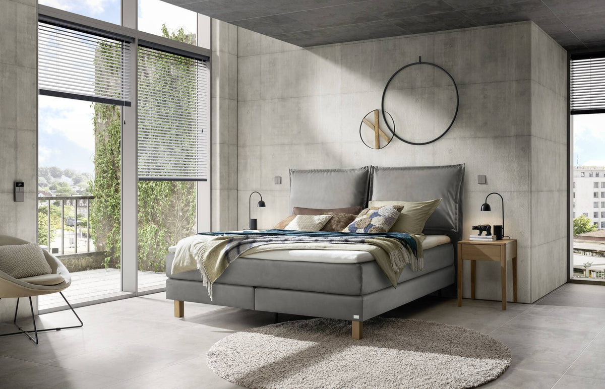 Hasena Bonita Boxspringbett – 140 x 200 cm, Lovely-Top, Monet steel