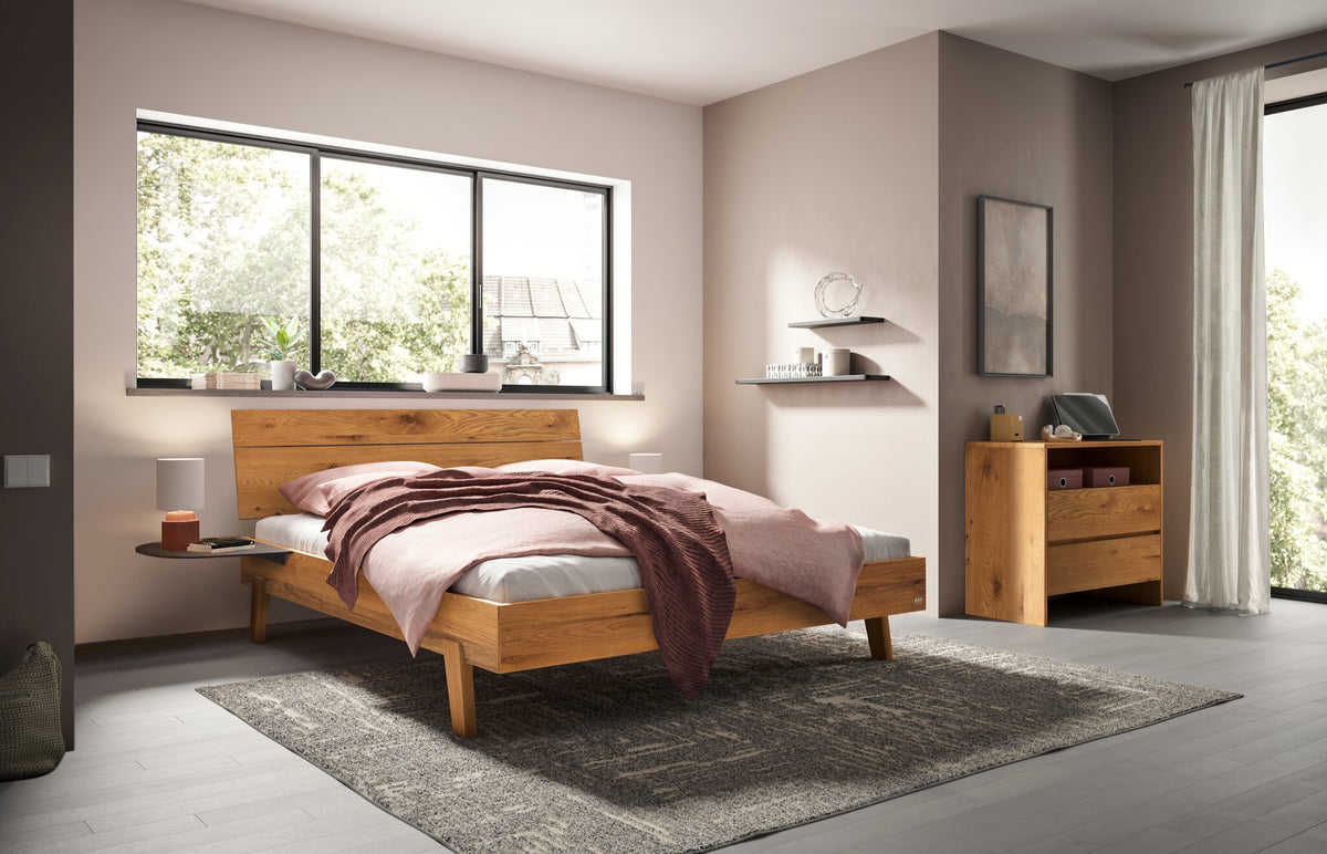 Hasena Bergamo 18/4S Bettrahmen Massivholz – 100 x 200 cm, Wildeiche natur, geölt
