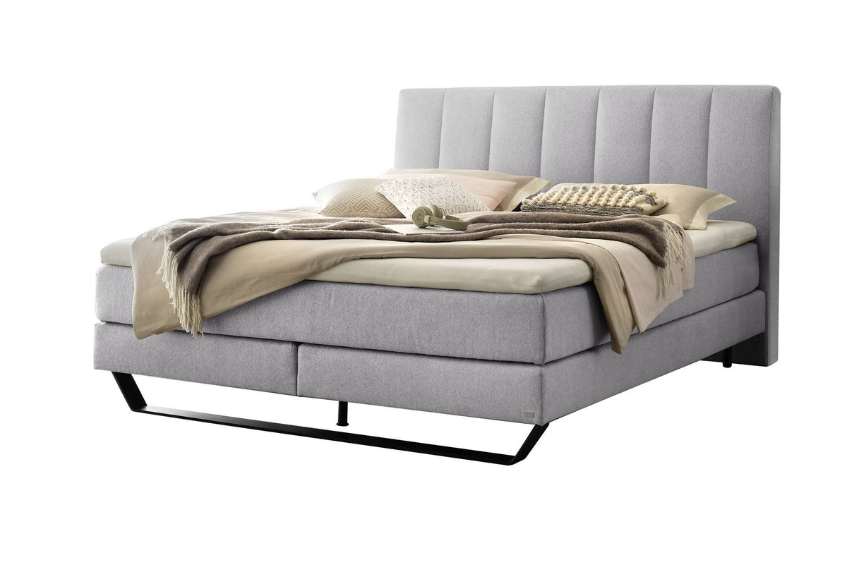 Hasena Ambra Boxspringbett – 140 x 200 cm, Glamour-Top, Pace light grey