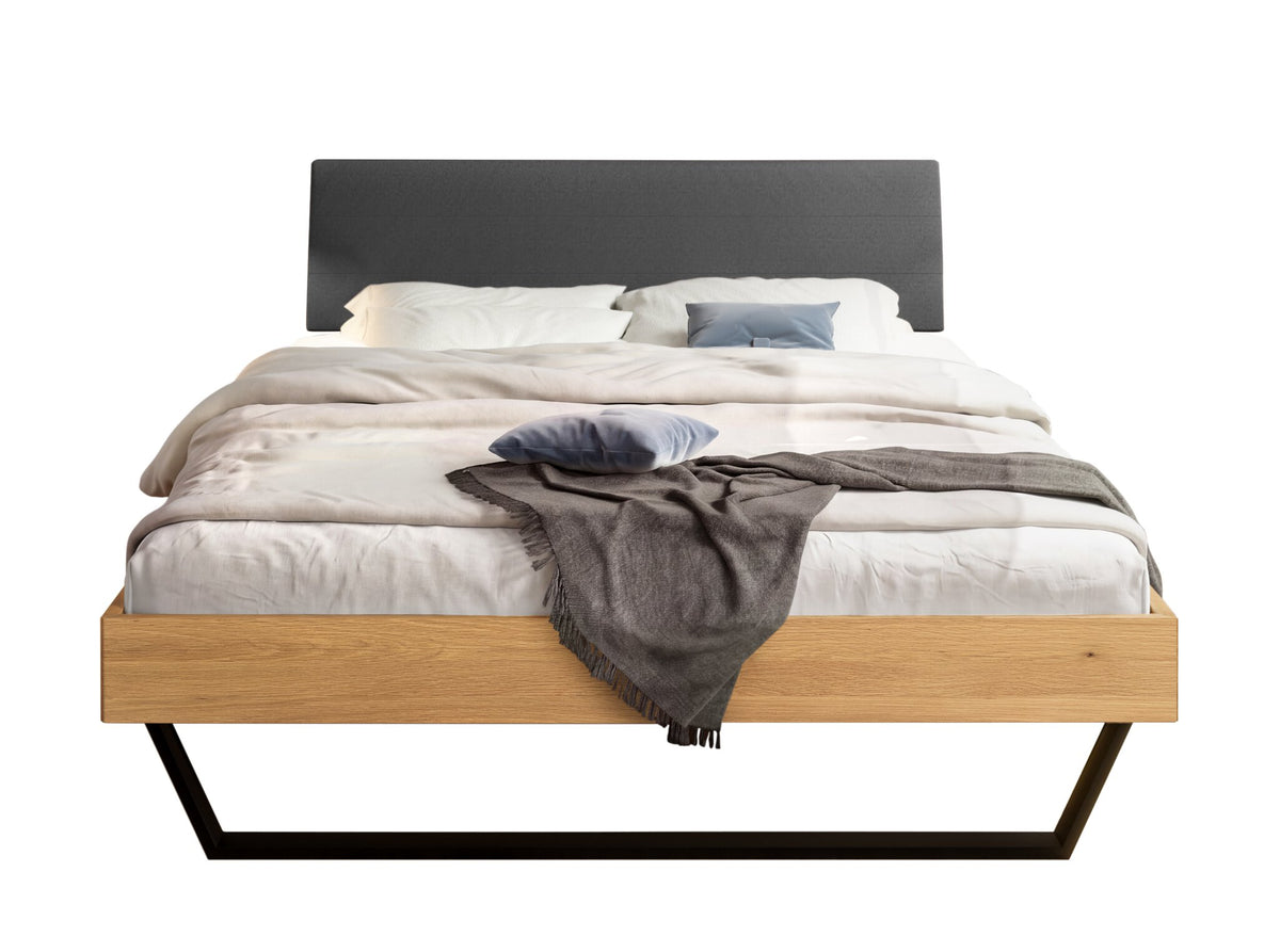 Hasena Ariana Massivholzbett – 140 x 200 cm, Fusshöhe 20 cm, Eiche bright, geölt, Pace grey