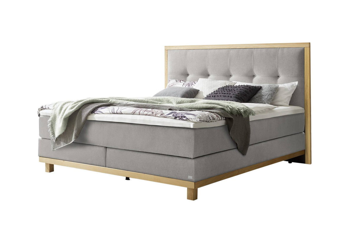 Hasena Cecilia Boxspringbett – 140 x 200 cm, Glamour-Top, Pace light grey