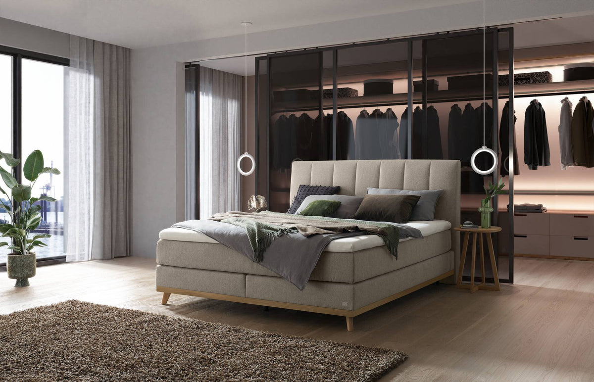 Hasena Stefania Boxspringbett – 140 x 200 cm, Lovely-Top, Pace light grey