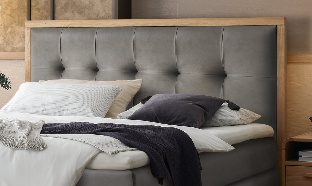 Hasena Solara Boxspringbett – 140 x 200 cm, Elegance-Top, Monet steel