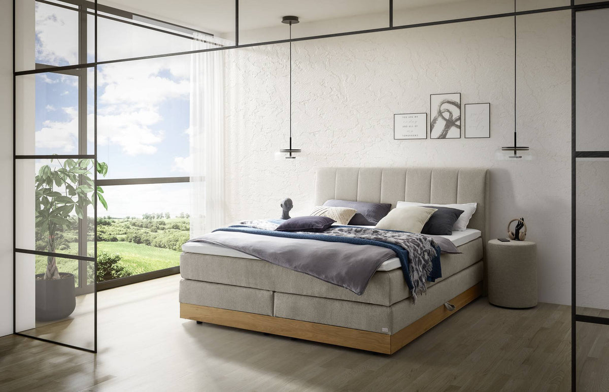 Hasena Pedrosa Boxspringbett mit Stauraum – 160 x 200 cm, Elegance-Top, Pace light grey