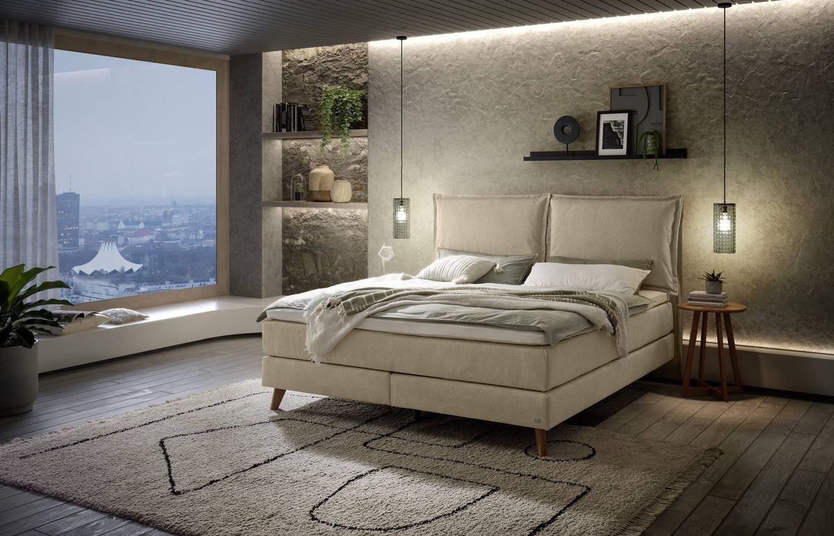 Hasena Ricarda Boxspringbett – 140 x 200 cm, Lovely-Top, Pace sand