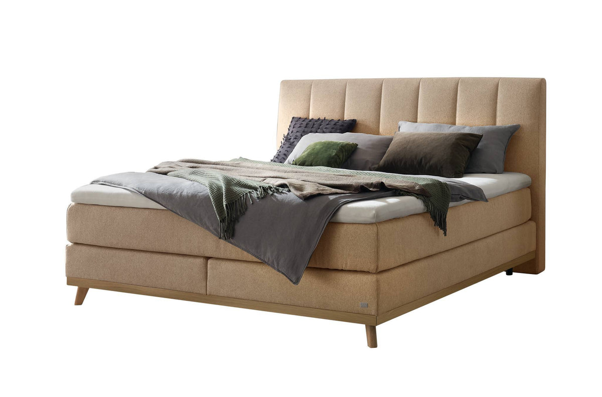 Hasena Stefania Boxspringbett – 140 x 200 cm, Glamour-Top, Pace sand