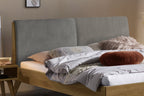 Hasena Simone Bett mit Polsterkopfteil – 160 x 200 cm, Fusshöhe 25 cm, Eiche bright, geölt, Pace sand