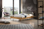 Hasena Fanano Bett mit Polsterkopfteil – 140 x 200 cm, 25 cm, Wildeiche natur, geölt