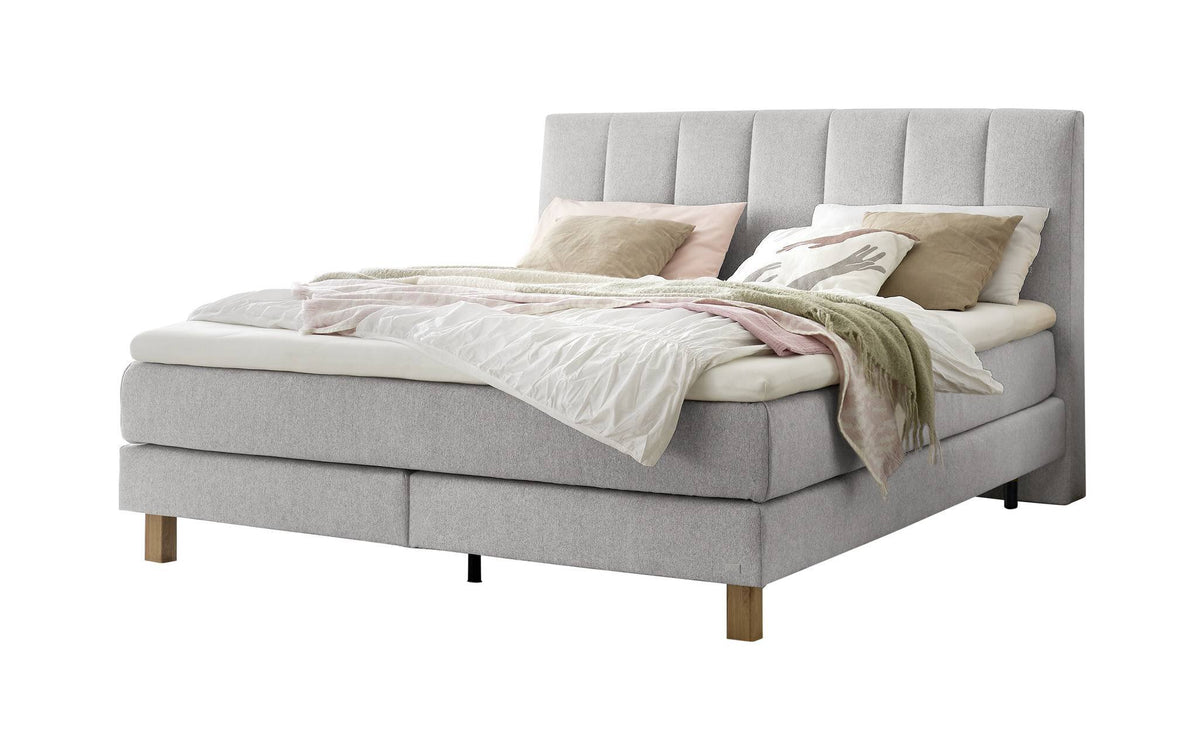Hasena Reina Boxspringbett – 140 x 200 cm, Glamour-Top, Pace light grey