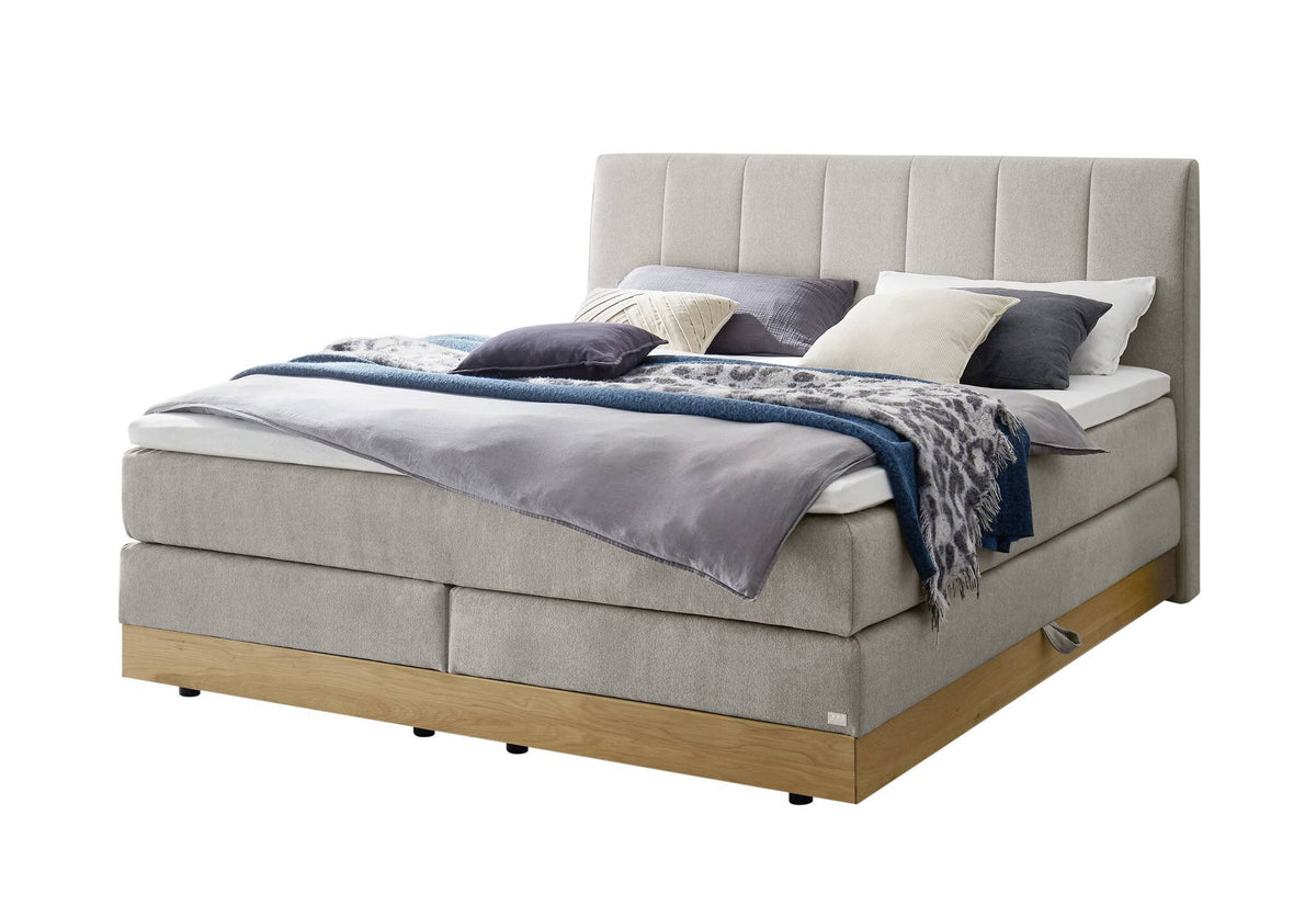 Hasena Pedrosa Boxspringbett mit Stauraum – 160 x 200 cm, Glamour-Top, Pace light grey