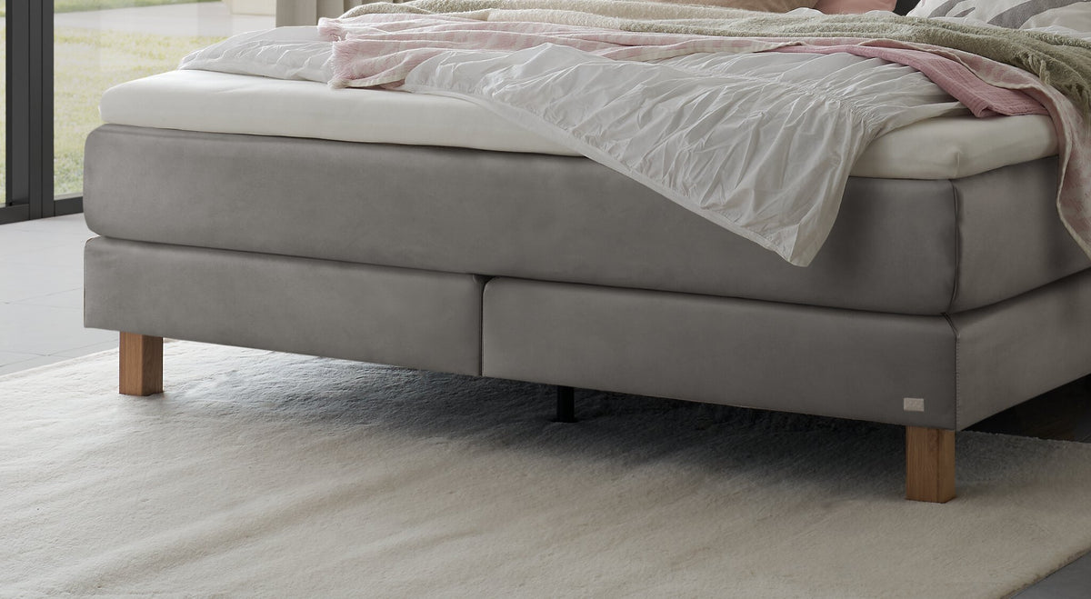 Hasena Reina Boxspringbett – 140 x 200 cm, Elegance-Top, Pace light grey