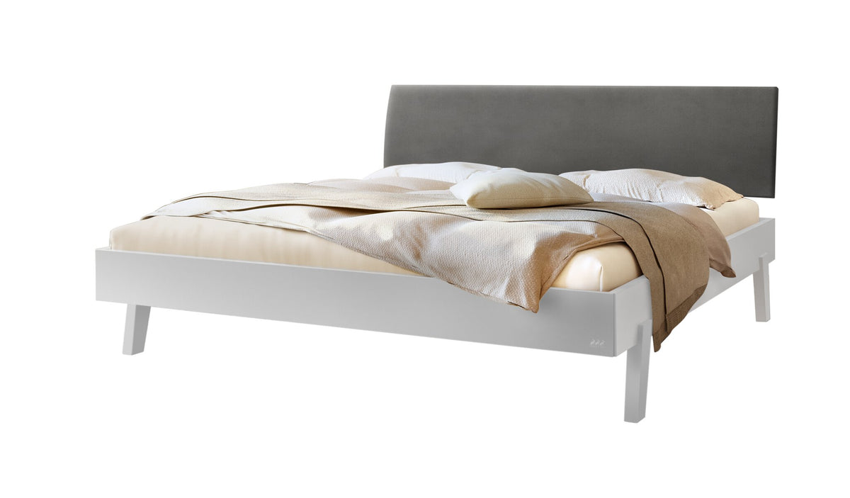 Hasena Lorenzo Bettgestell – 90 x 200 cm, Fusshöhe 20 cm, MDF weiss deckend, lackiert, Monet steel