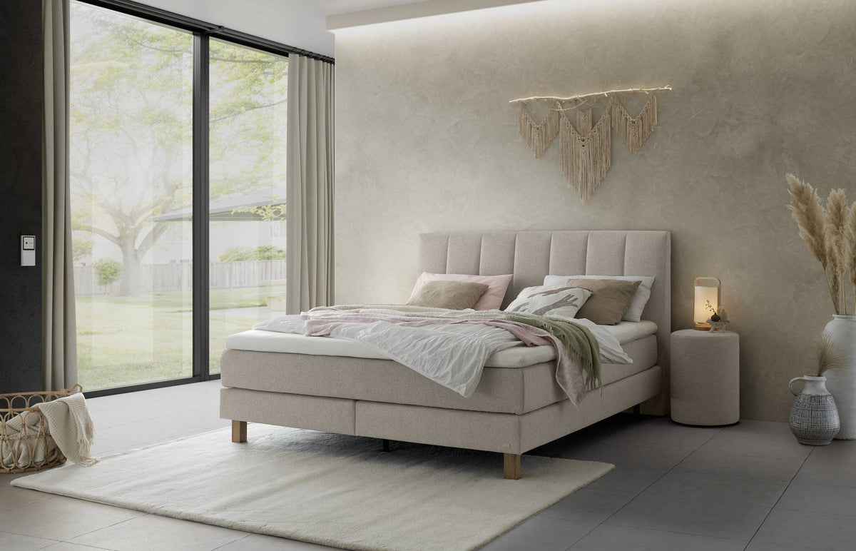Hasena Reina Boxspringbett – 140 x 200 cm, Lovely-Top, Pace light grey