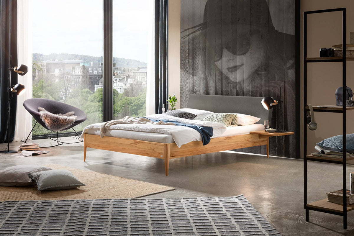 Hasena Fanano Bett mit Polsterkopfteil – 140 x 200 cm, 25 cm, Wildbuche natur, geölt