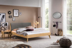 Hasena Simone Bett mit Polsterkopfteil – 140 x 200 cm, Fusshöhe 25 cm, MDF weiss deckend, lackiert, Pace sand