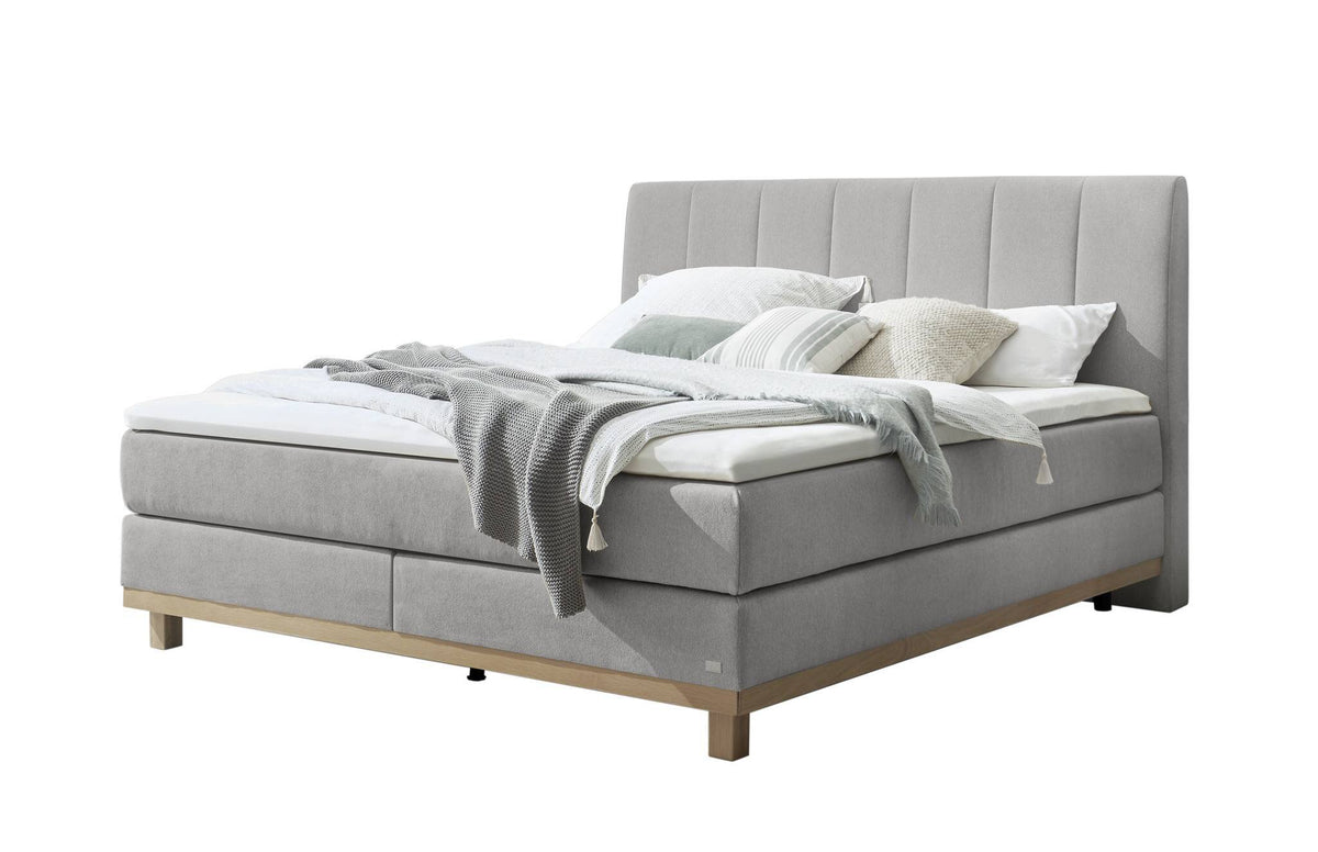 Hasena Estela Boxspringbett – 140 x 200 cm, Glamour-Top, Pace light grey