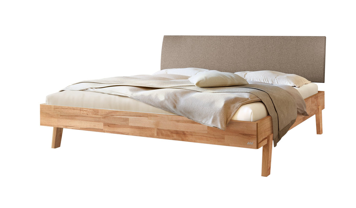 Hasena Lorenzo Bettgestell – 90 x 200 cm, Fusshöhe 20 cm, Kernbuche natur, geölt, Pace sand