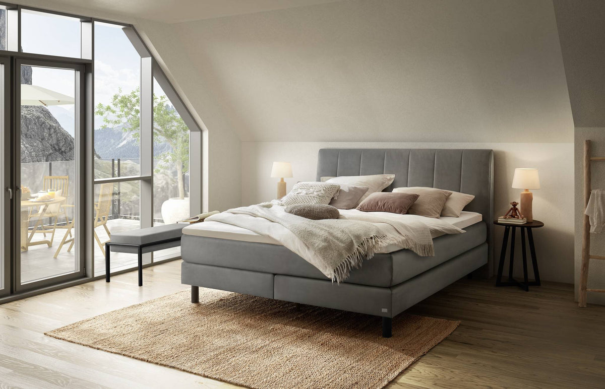 Hasena Donna Boxspringbett – 140 x 200 cm, Lovely-Top, Monet steel
