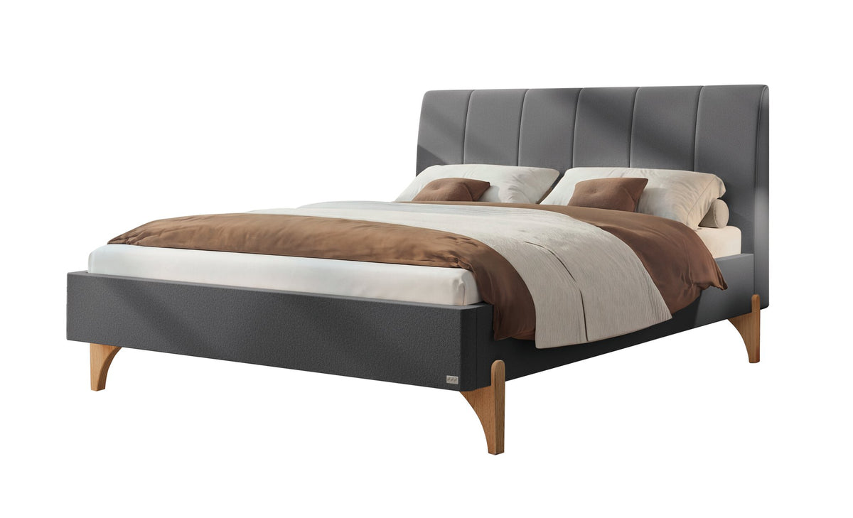 Hasena Renata Polsterbett – 140 x 200 cm, Fusshöhe 20 cm, Eiche bright, geölt, Pace grey