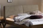 Hasena Simone Bett mit Polsterkopfteil – 160 x 200 cm, Fusshöhe 25 cm, MDF weiss deckend, lackiert, Pace sand