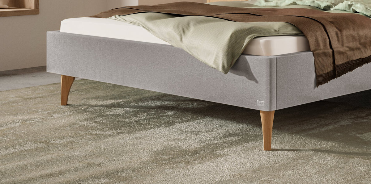 Hasena Elisa Polsterbett – 160 x 200 cm, Fusshöhe 20 cm, Eiche bright, geölt, Pace sand
