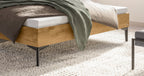 Hasena Donata Massivholzbett mit Polsterkopfteil – 160 x 200 cm, Fusshöhe 25 cm, Wildeiche natur, geölt, Pace light grey
