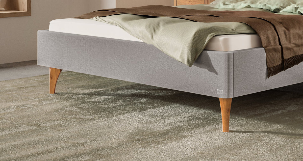 Hasena Elisa Polsterbett – 160 x 200 cm, Fusshöhe 25 cm, Eiche bright, geölt, Pace sand