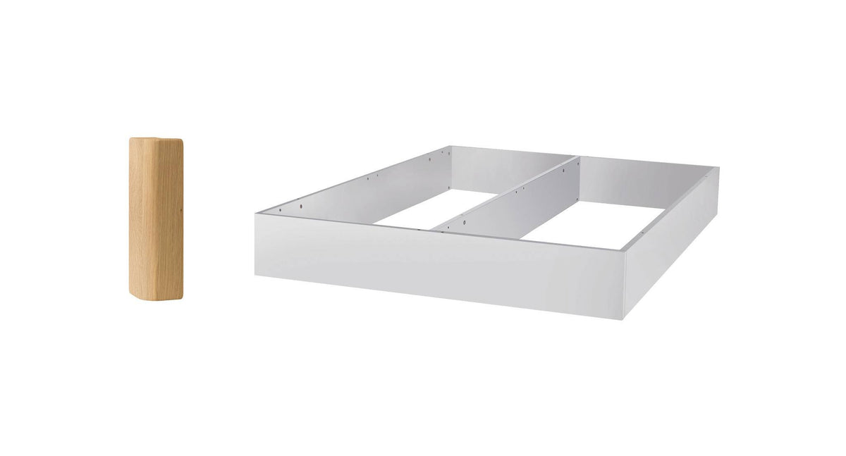 Hasena Practico-Rono Box 25 Bettschublade – 140 x 200 cm, 1 sektorig, Weiss, Eiche bright, geölt