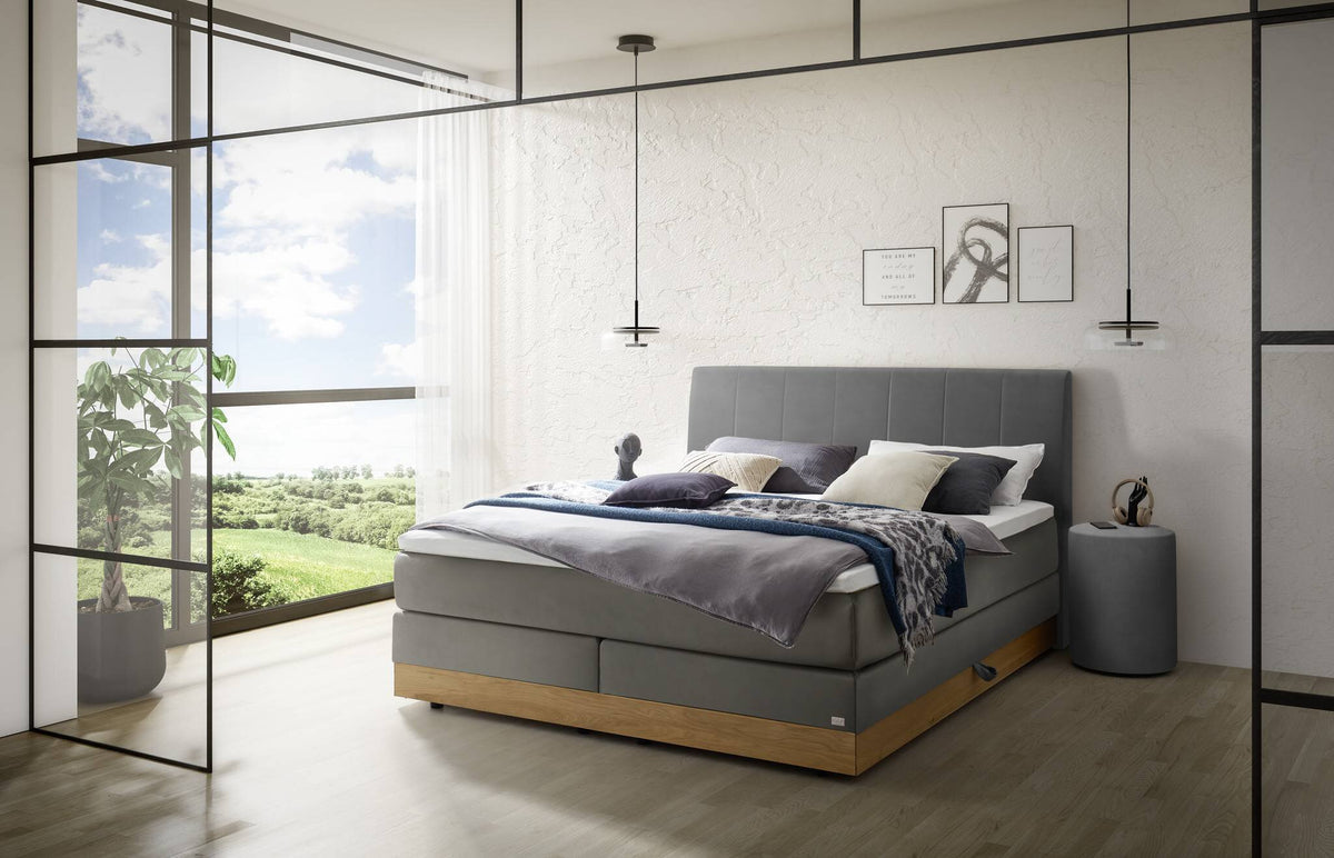 Hasena Pedrosa Boxspringbett mit Stauraum – 160 x 200 cm, Lovely-Top, Pace grey
