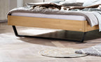 Hasena Montieri Massivholzbett mit Polsterkopfteil – 160 x 200 cm, Fusshöhe 20 cm, Nussbaum, geölt, 841-Pace grey