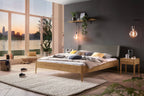 Hasena Pienza Bett mit Polsterkopfteil – 140 x 200 cm, 25 cm, Wildeiche natur, geölt