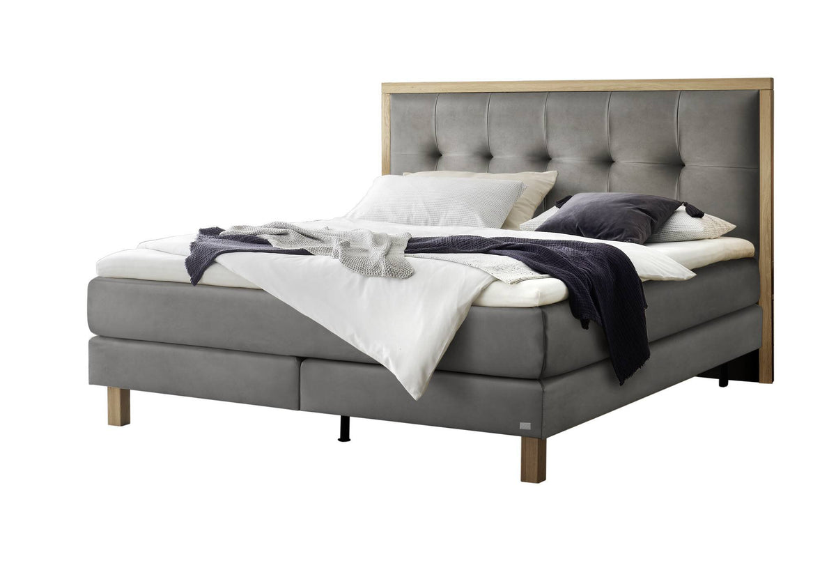 Hasena Solara Boxspringbett – 140 x 200 cm, Glamour-Top, Monet steel