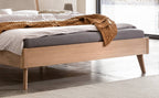 Hasena Fabro Bett mit Polsterkopfteil – 160 x 200 cm, Fusshöhe 25 cm, MDF weiss deckend, lackiert, 842-Pace sand