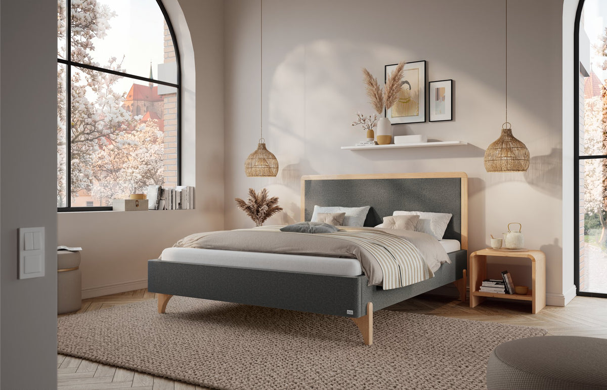 Hasena Aurelia Polsterbett – 140 x 200 cm, 25 cm, Pace grey