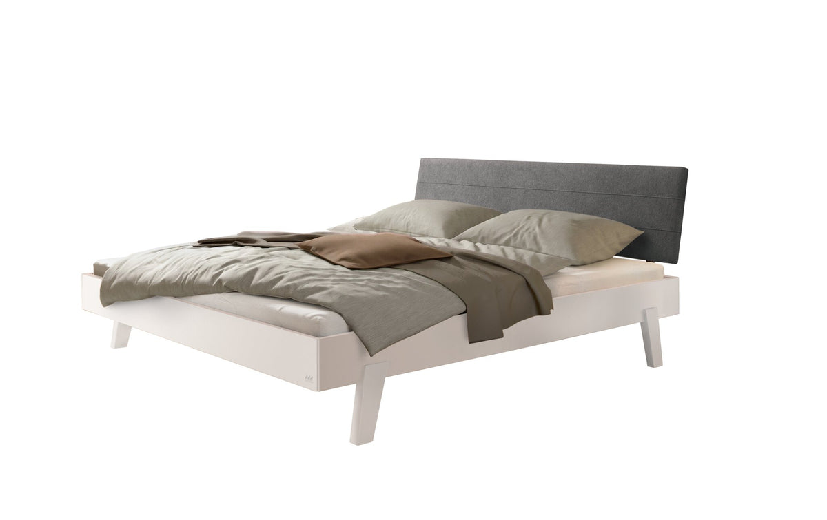 Hasena Vasto Bettgestell – 140 x 200 cm, Fusshöhe 20 cm, MDF weiss deckend, lackiert, Pace grey