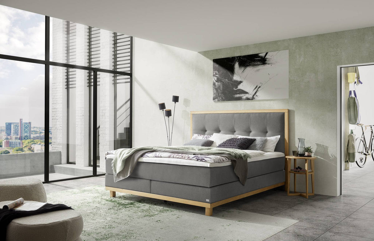 Hasena Cecilia Boxspringbett – 140 x 200 cm, Lovely-Top, Pace grey