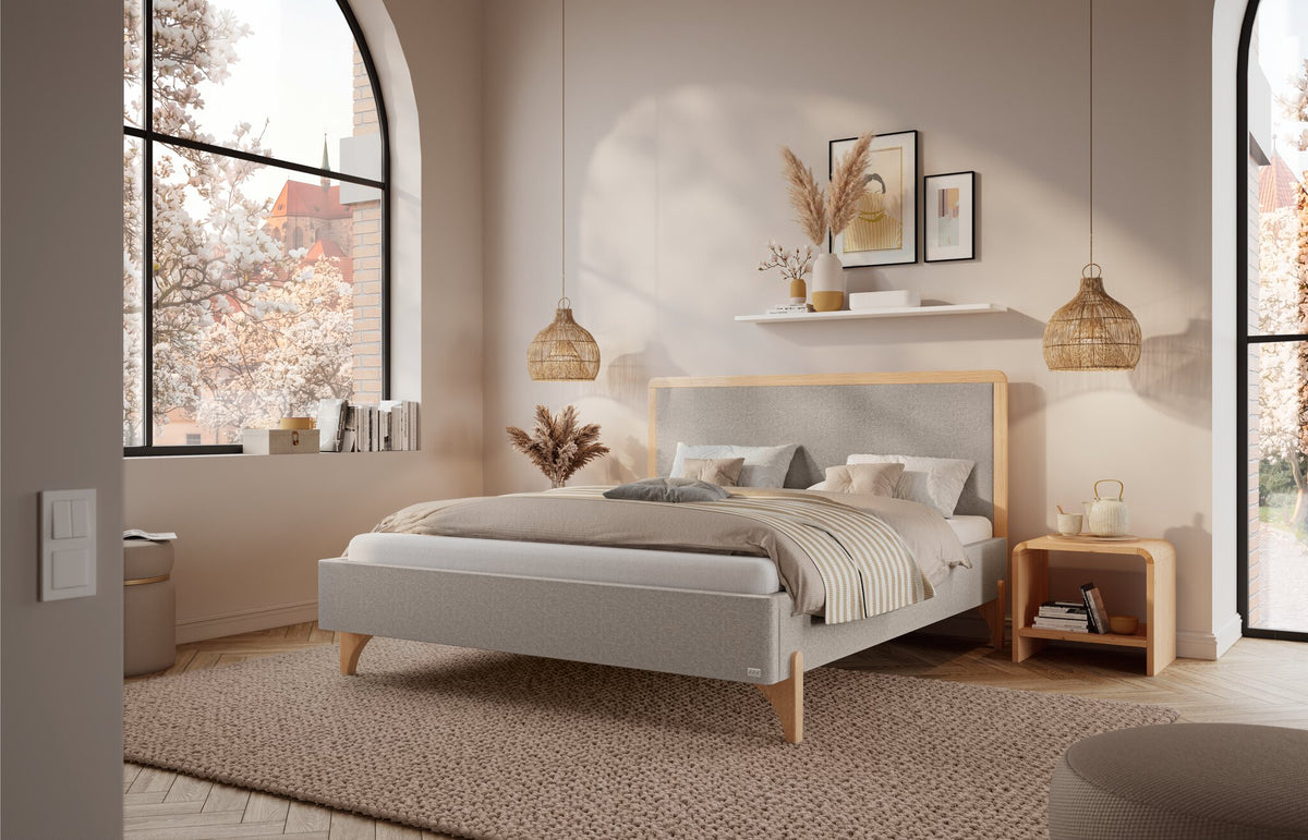 Hasena Aurelia Polsterbett – 140 x 200 cm, 25 cm, Pace light grey