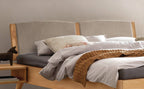 Hasena Fabro Bett mit Polsterkopfteil – 160 x 200 cm, Fusshöhe 25 cm, Wildeiche natur, geölt, 840-Pace light grey