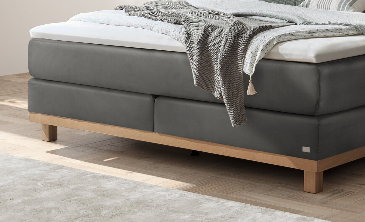 Hasena Estela Boxspringbett – 140 x 200 cm, Elegance-Top, Pace light grey