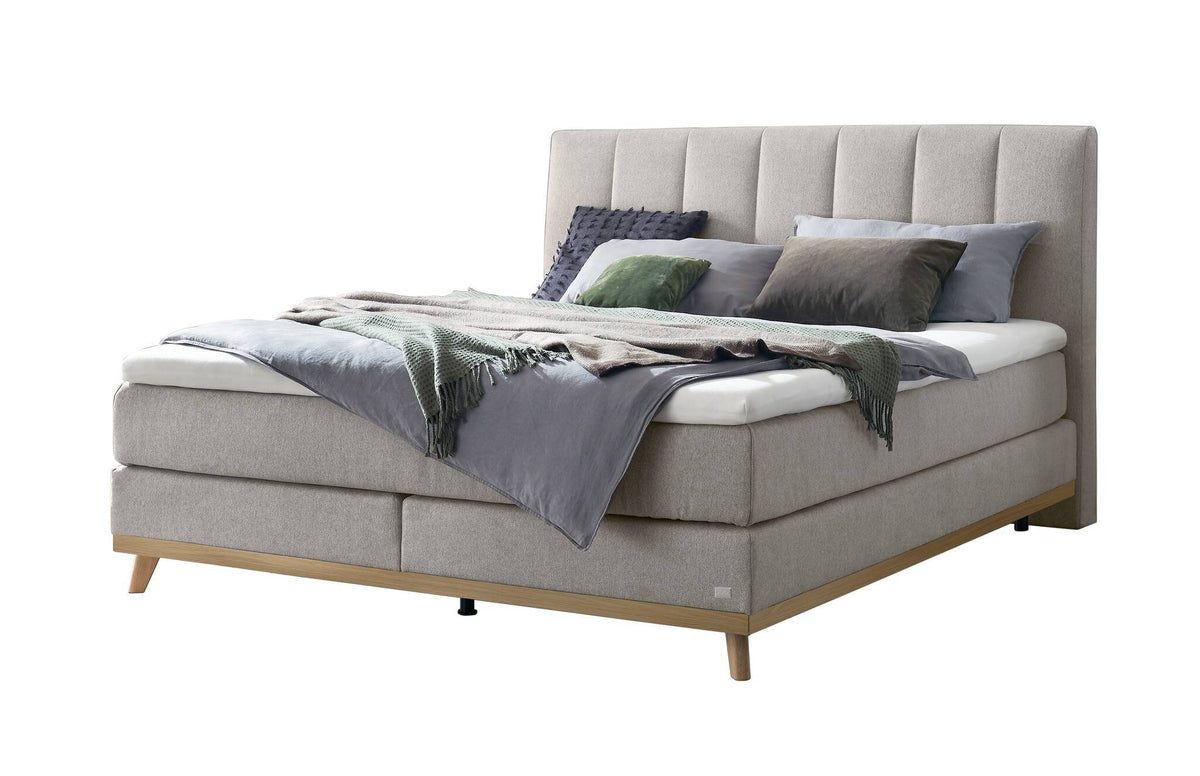 Hasena Stefania Boxspringbett – 140 x 200 cm, Glamour-Top, Pace light grey
