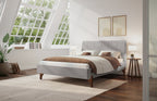 Hasena Renata Polsterbett – 140 x 200 cm, Fusshöhe 25 cm, Nussbaum, geölt, Pace light grey